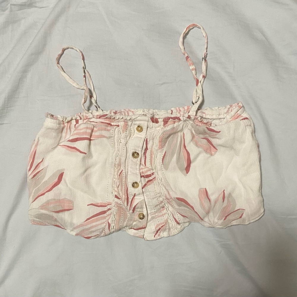 Abercrombie & Fitch White and Pink Crop Top